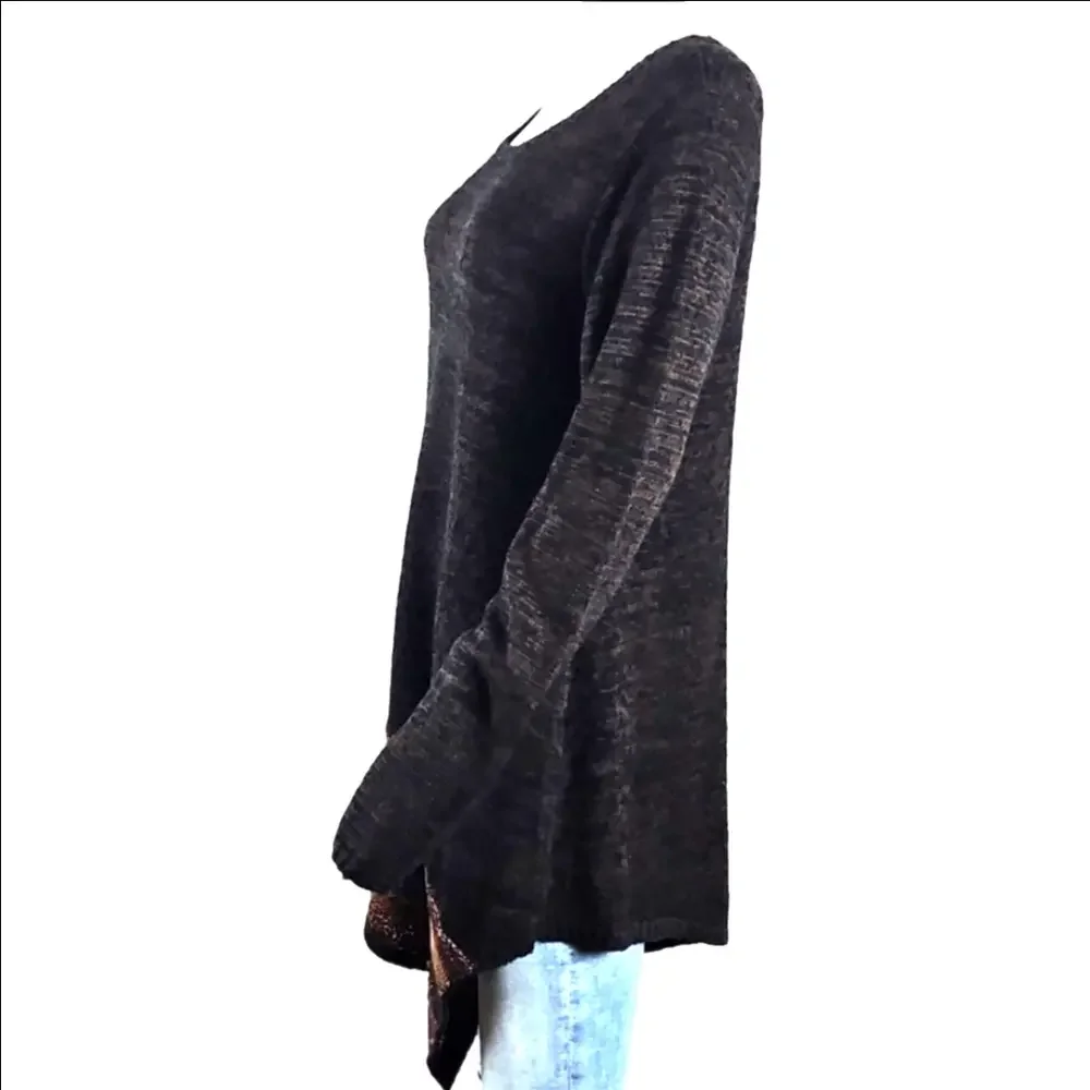 NWT Soft Surroundings Raku Brown & Black Marled Knit Asymmetric Tunic Sweater